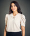 Bow Notch Sleeve Detailed Cream Top
